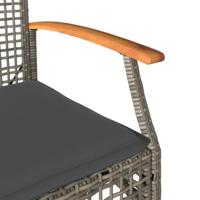 Tuinstoelen 2 st met kussens poly rattan en acaciahout grijs - thumbnail
