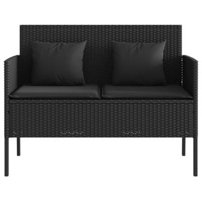 Tuinbank met kussens poly rattan zwart Tuinbank met kussens poly rattan zwart