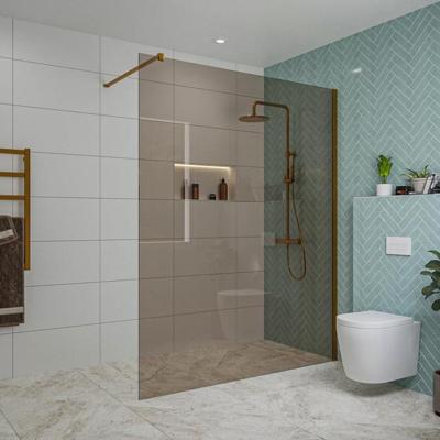 Fortifura Galeria inloopdouche - 160x200cm - rookglas - wandarm - Geborsteld koper PVD (Koper) SW797942/SW876702 Fortifura Galeria inloopdouche - 160x200cm - rookglas - wandarm - Geborsteld koper PVD (Koper) SW797942/SW876702