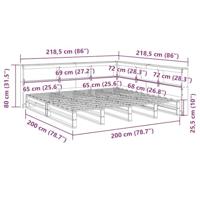 Bed met boekenkast zonder matras grenenhout wit 200x200 cm - thumbnail