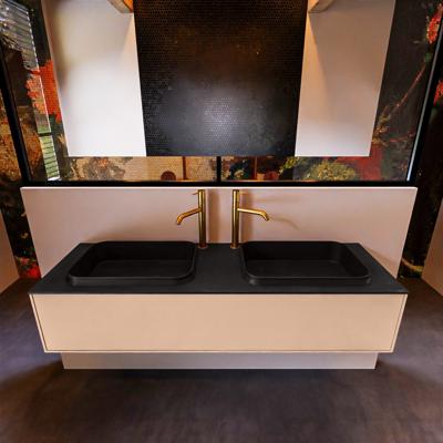 Badkamermeubelset Mondiaz Erin 150 cm met 1 Lade met RIDGE Wastafel Dubbel Urban met 2 kraangaten Greeploos Mat Rosee Badkamermeubelset Mondiaz Erin 150 cm met 1 Lade met RIDGE Wastafel Dubbel Urban met 2 kraangaten Greeploos Mat Rosee