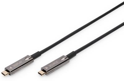 Digitus AK-330160-100-S USB-C-displaykabel USB 3.2 Gen2 USB-C, USB-C stekker 10.00 m Zwart Flexibel, Afgeschermd, Met USB