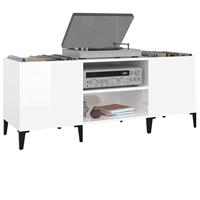 Platenkast 121x38x48 cm bewerkt hout wit - thumbnail