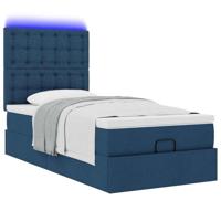 Ottoman bed met matras en LED's 80x200cm stof blauw - thumbnail
