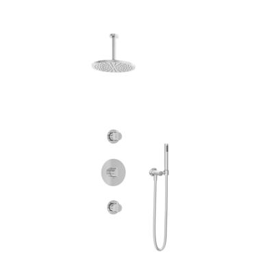 Hotbath Buddy - Inbouw Regendoucheset - 2 Stopkranen - Thermostatisch - Plafondbuis 15 cm - Hoofddouche 250 mm - Staafhanddouche - Waterbesparend - V01