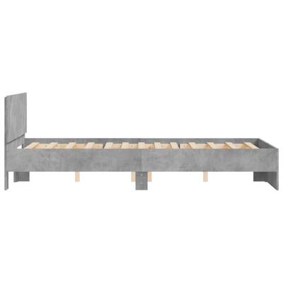 Bedframe met hoofdeinde betongrijs 135x190 cm