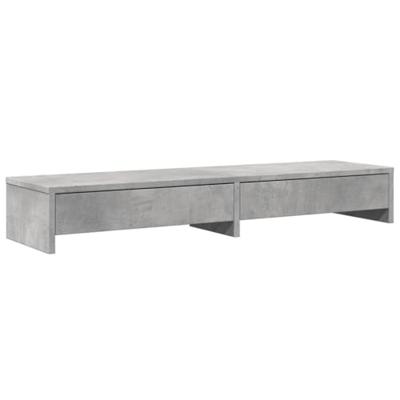 VidaXL Monitorstandaard met lades 100x27x15 cm bewerkt hout betongrijs