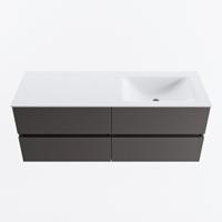 MONDIAZ VICA 130cm badmeubel onderkast Dark Grey 4 lades. Wastafel CLOUD rechts 1 kraangat, kleur Talc. - thumbnail