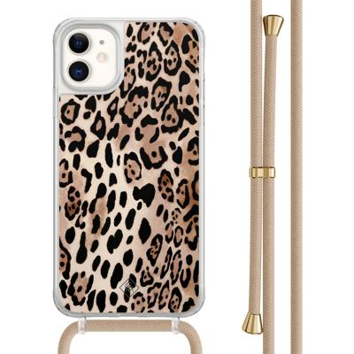 iPhone 11 hoesje met beige koord - Golden wildcat
