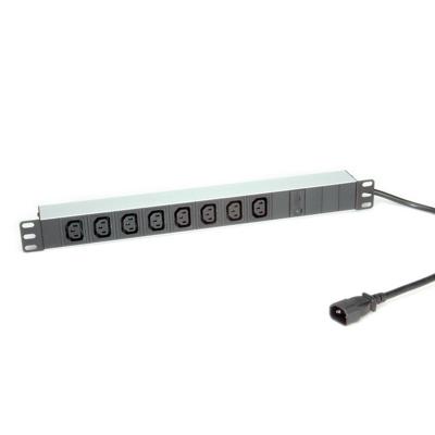 ROLINE 19 stekkerdoos 8-voudig C13 + C14 stekker, 10A, zilver, 2 m