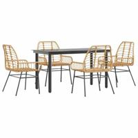 5-delige Tuinset poly rattan glas bruin - thumbnail