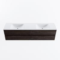 MONDIAZ VICA 190cm badmeubel onderkast Dark Brown 4 lades. Wastafel CLOUD dubbel zonder kraangat, kleur Talc. - thumbnail