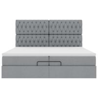 Ottoman bed met matrassen 200x200cm stof donkergrijs - thumbnail
