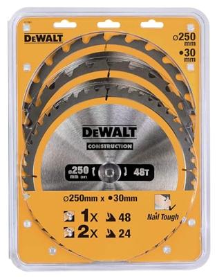 DeWALT DT1963 Cirkelzaagbladen Set 250mm (2X 24T 1X 48T)