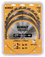 DeWALT DT1963 Cirkelzaagbladen Set 250mm (2X 24T 1X 48T) - thumbnail