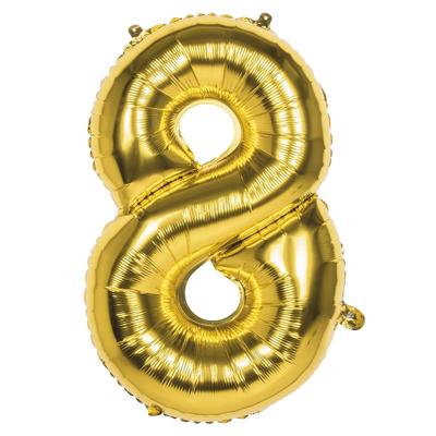Folieballon 8 goud 86cm