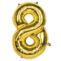 Folieballon 8 goud 86cm - thumbnail