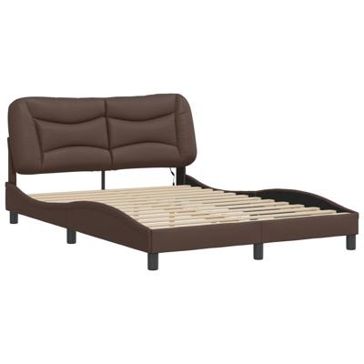 Bedframe met LED-verlichting kunstleer bruin 140x190 cm - thumbnail