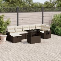 8-delige Loungeset met kussens poly rattan bruin - thumbnail