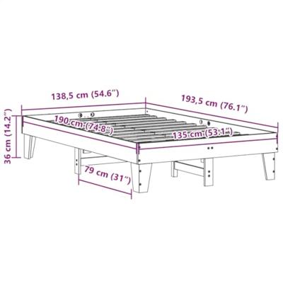 Bedframe zonder matras massief grenenhout wit 135x190 cm Bedframe zonder matras massief grenenhout wit 135x190 cm