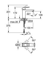 GROHE Eurocube waterbesparende wastafelkraan medium 28mm met temperatuurbegrenzer chroom 23446000 - thumbnail
