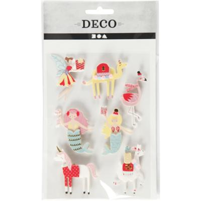 Creativ Company 3d stickers, flamingo, lama zeemeermin, h: 50-60 mm, b: 30-45 mm, dikte 7 mm, 7 stuk/ 1 doos