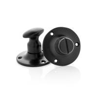 De Oude Deurklink WC slot draaiknop rond rozet zwart - thumbnail