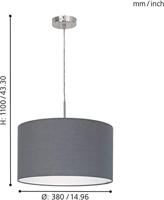 Eglo HanglampPasteri 38cm grijs - 31573 - thumbnail