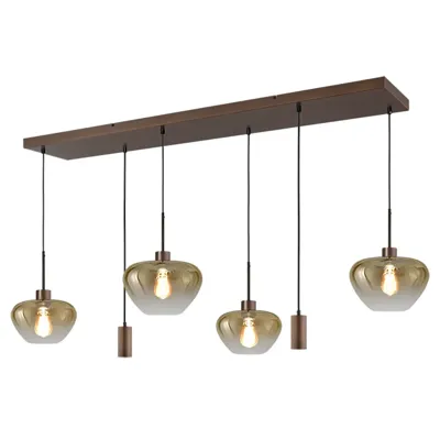 Masterlight Hanglamp Genua 4+2 lichts L 130 cm amber cacao