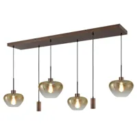 Masterlight Hanglamp Genua 4+2 lichts L 130 cm amber cacao - thumbnail