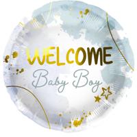 Folieballon &apos;Welcome Baby Boy&apos; Blauw (45cm) - thumbnail