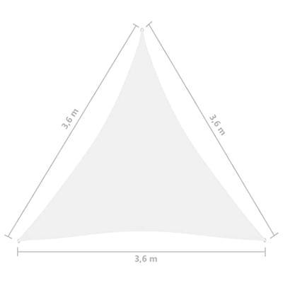 VidaXL Zonnescherm driehoekig 3,6x3,6x3,6 m oxford stof wit - thumbnail