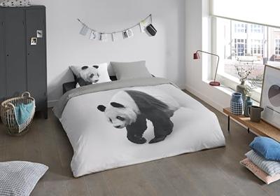 Pure Dekbedovertrek Micropercal Panda - grijs 240x200/220cm Pure Dekbedovertrek Micropercal Panda - grijs 240x200/220cm