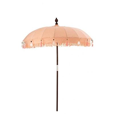 J-Line Parasol Kwastjes|Schelpen Peche Hout Donker Bruin Large