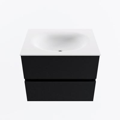 MONDIAZ VICA 60cm badmeubel onderkast Urban 2 lades. Wastafel MOON midden 1 kraangat, kleur Talc.