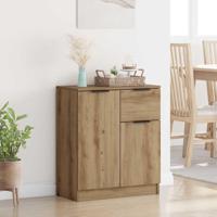 Dressoir artisanaal eikenkleurig 60 x 30 x 70 cm Bewerkt hout - thumbnail