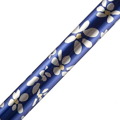 Opvouwbare wandelstok | Gebloemd | Blauw | Lengte 84 - 94 cm | Houten handvat | PR30120-BP - thumbnail