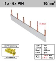 SEP Verdeelkam 1f pin 6 mod 18mm grijs P01106G00 - thumbnail