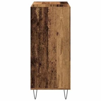 Platenkast artisanaal eikenkleurig 85 x 38 x 89 cm Bewerkt hout