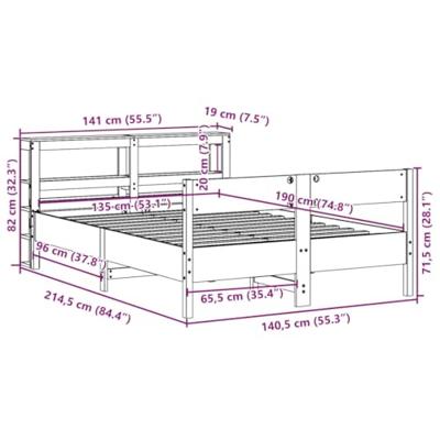Bedframe zonder matras massief grenenhout wasbruin 135x190 cm