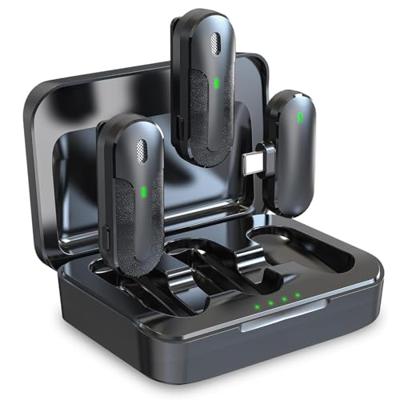 Technaxx TX-301 Draadloze microfoonset Dasspeld Zendmethode:Radiografisch Draadloos 2.4 GHz, USB-C Radiografisch Grijs