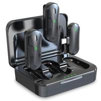 Technaxx TX-301 Draadloze microfoonset Dasspeld Zendmethode:Radiografisch Draadloos 2.4 GHz, USB-C Radiografisch Grijs - thumbnail