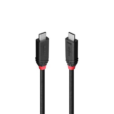 LINDY 37001 1 m USB4 240W type C kabel, 40 Gbit/s, Black Line
