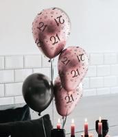 Ballonnen 21 Jaar Roze/Zwart (8st) - thumbnail