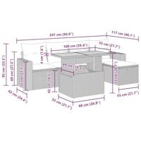 6-delige Loungeset met kussens poly rattan acacia beige - thumbnail