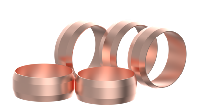 Kirchhoff Koperen klemring, blank, 22 mm, klemkoppeling voor koperen buis (5x) - 989461517