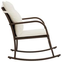 Tuinschommelstoel met kussens poly rattan bruin - thumbnail