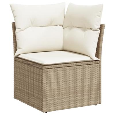 9-delige Tuinbankenset met kussens poly rattan acacia beige
