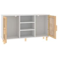 Dressoir 105x30x60 cm massief grenenhout en rattan wit - thumbnail
