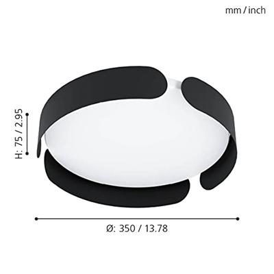 Eglo Zwarte plafondlampValcasotto Ø 37cm - 99621